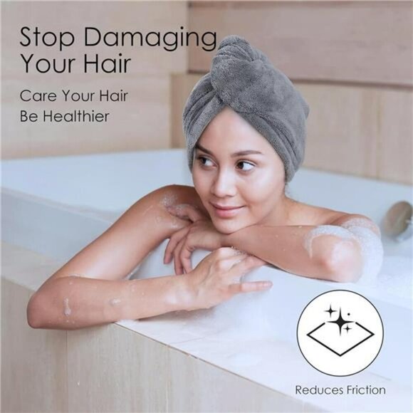 5 Pack Thicken Microfiber Hair Towel Wrap for Women Elastic Loop Design - Picture 3 of 8